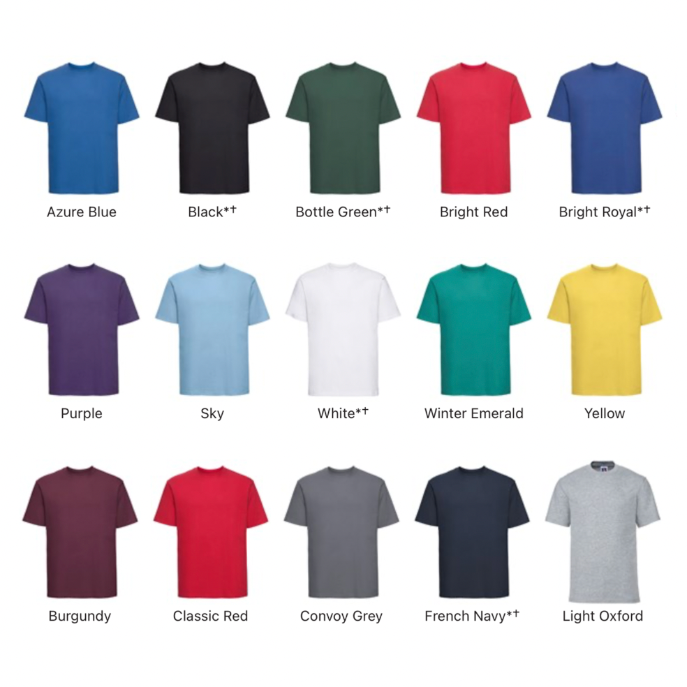 RUSSELL | SUPER RINGSPUN CLASSIC T-SHIRT | PLUS LOGO TO LEFT BREAST