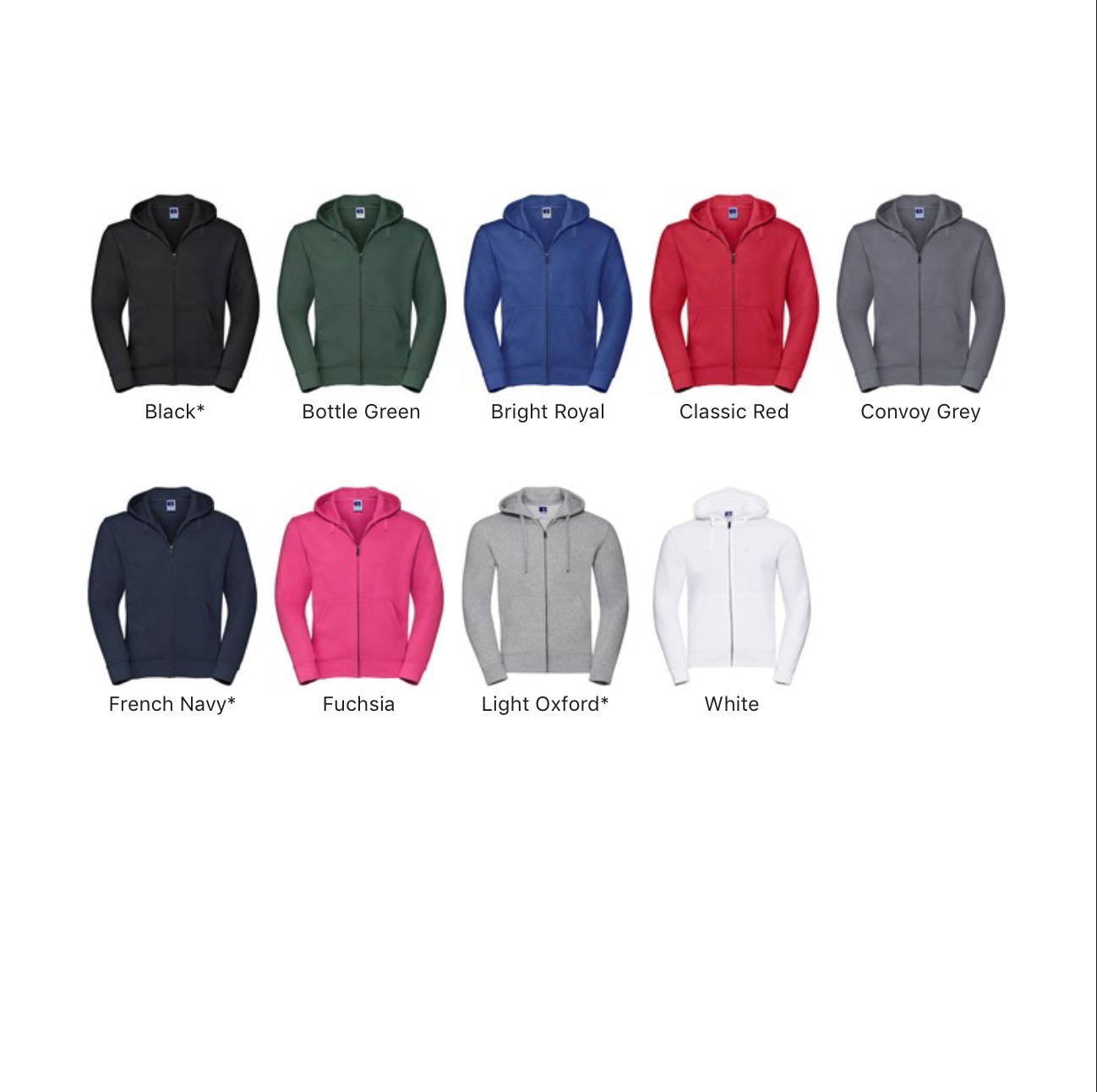 RUSSELL | ZIPPED AUTHENTIC HOODED SWEATSHIRT | LB EMBROIDERY